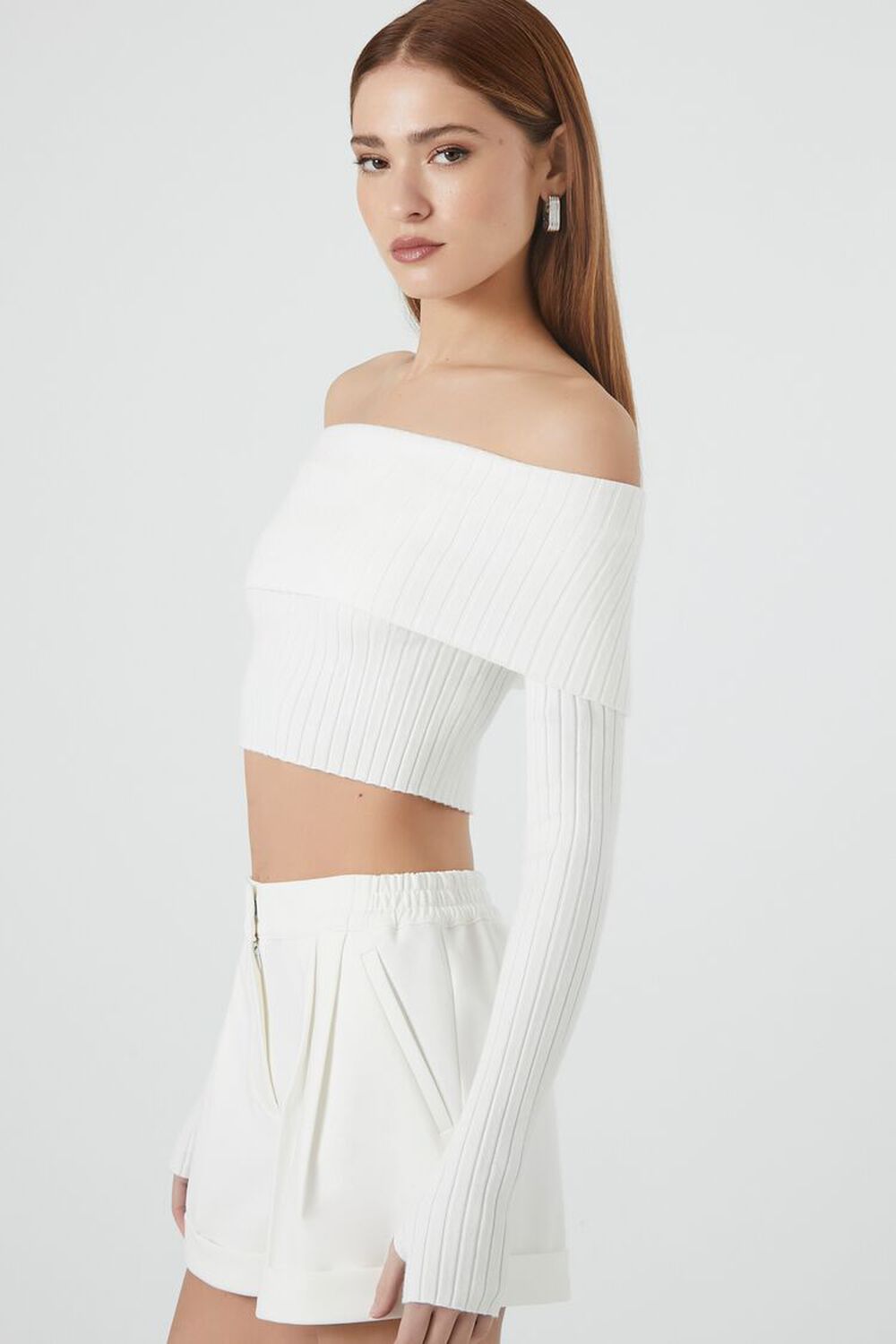 Sweater-Knit Off-the-Shoulder Top